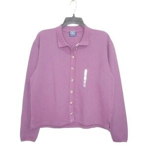 Cobalt Jeanswear Sweater Womens S Purple Button Front Collared‎ Cardigan Top Y2K